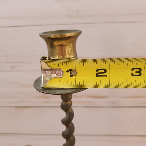 VTG 1950s HB Solid Brass Twisted Candlestick Holder 10" Tall Swirl Design Decor - Picture 8 of 10
